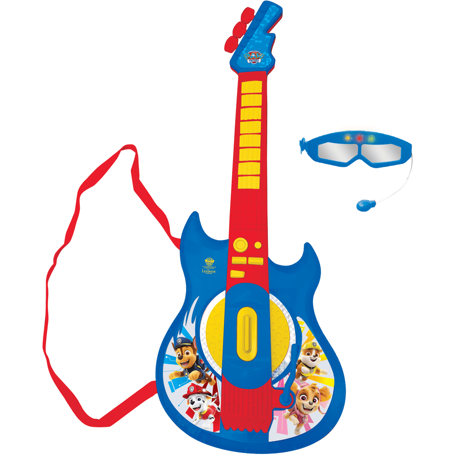 LEXIBOOK Guitarra electrónica de la Patrulla Canina con micrófono, gafas y efectos de luz y sonido 
