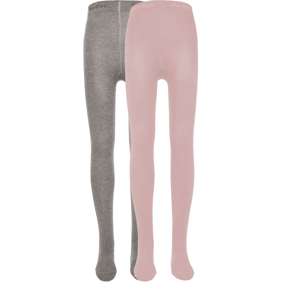 Ewers Strumpbyxor för barn 2-pack uni grå/rosa
