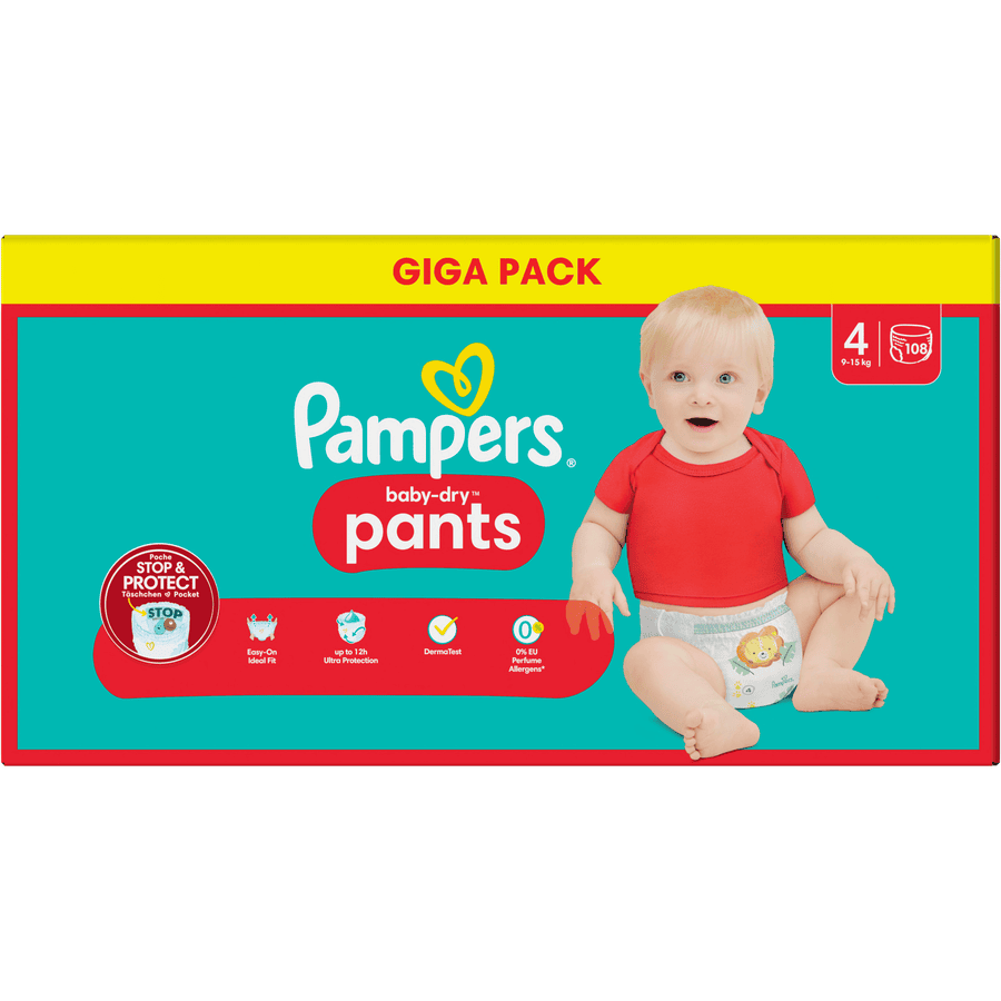 Pampers Baby-Dry Broekjes, maat 4 Maxi, 9-15kg, Giga Pack (1 x 108 Broekjes)
