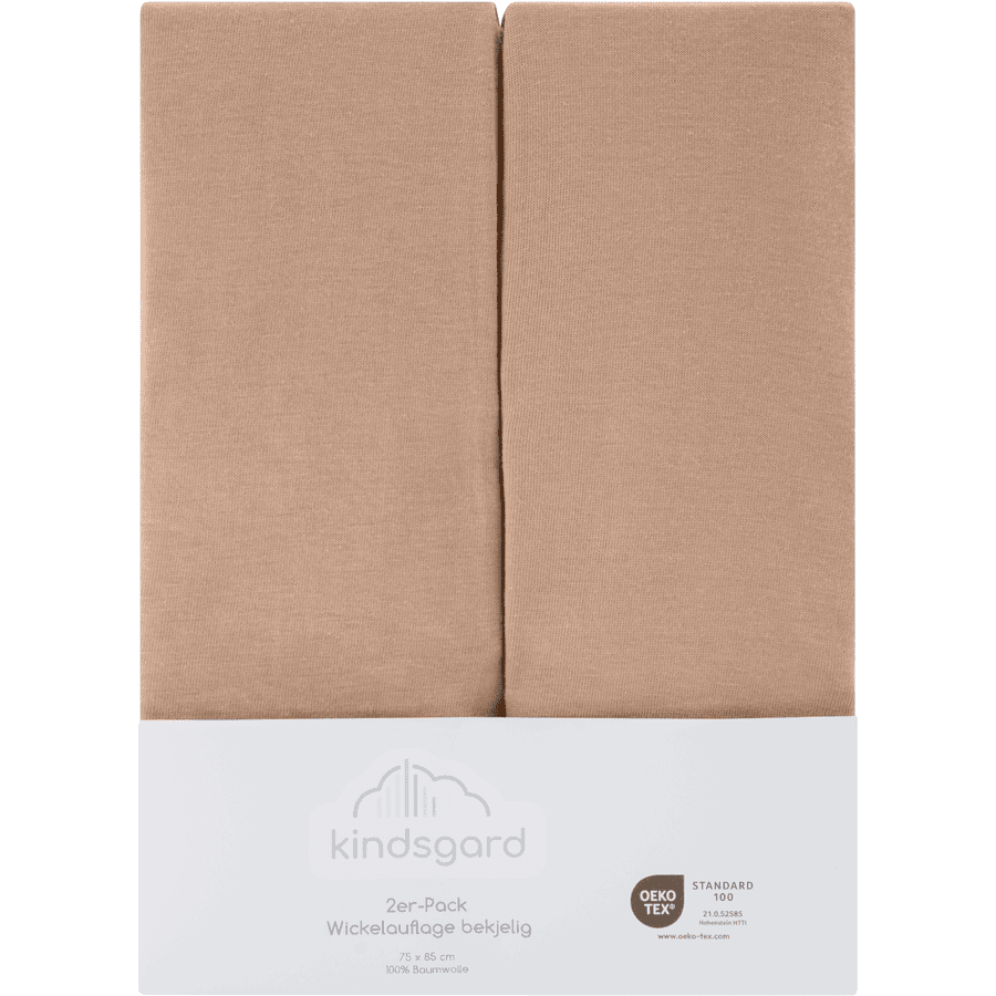 kindsgard Housse pour matelas à langer bekjelig taupe 85x75 cm lot de 2