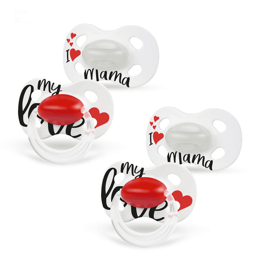 Medela Baby Schnuller Day & Night ab dem 18. Monat DUO Signature 4 Stück in weiß, rot