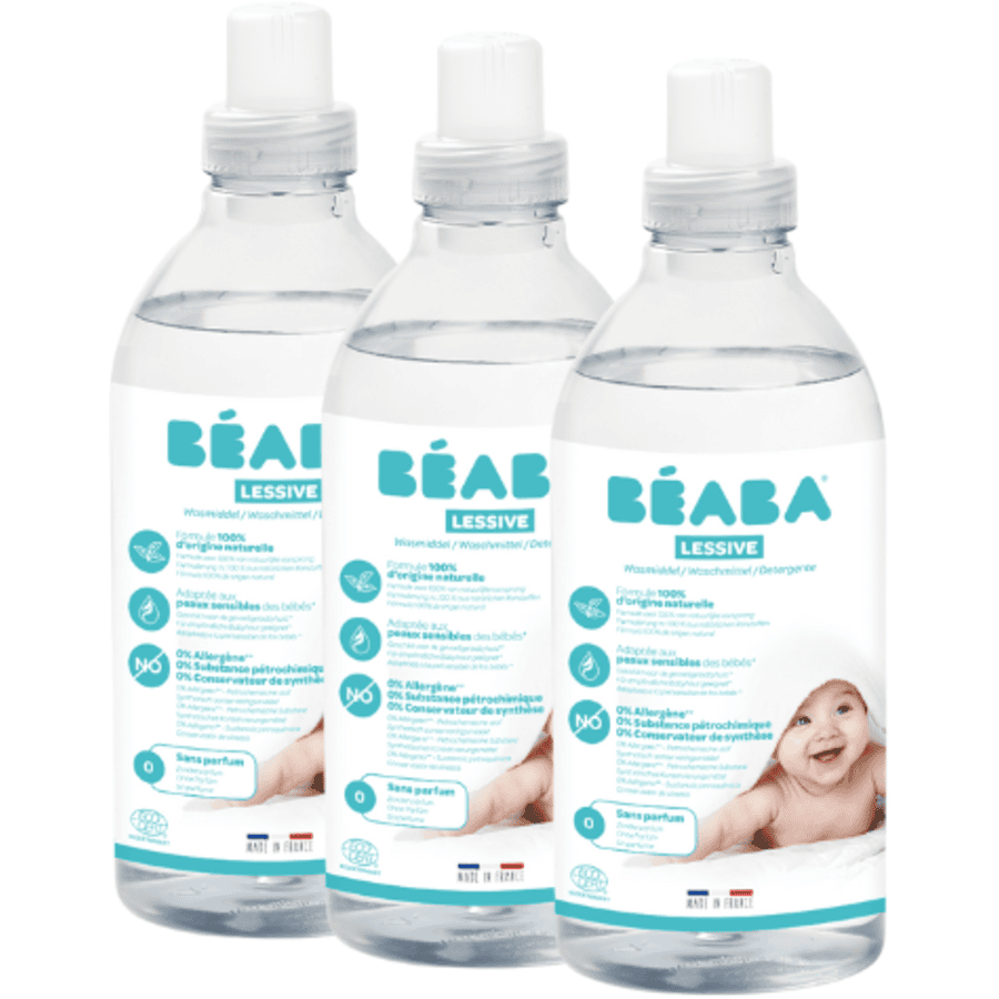 BEABA  ® Vaskemiddelsett med 3 stk. - uten parfyme - 3 x 1 liter  