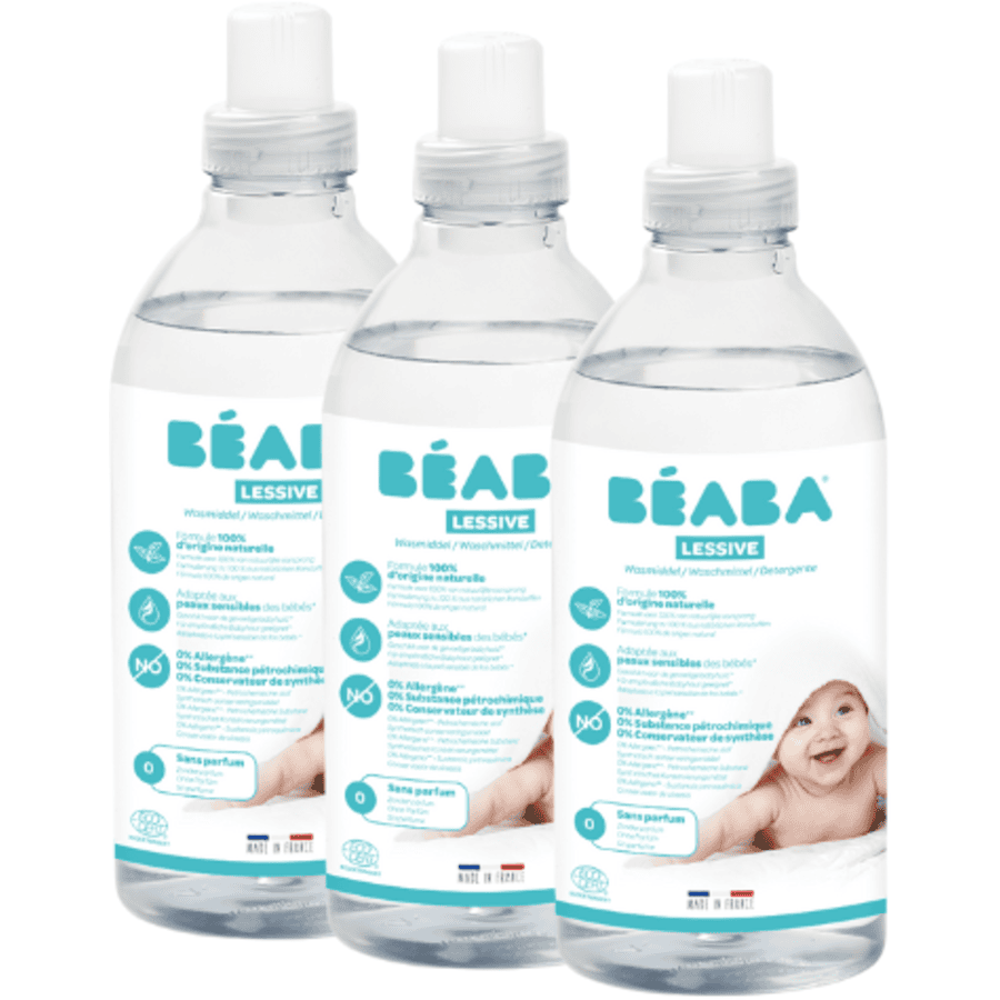 BEABA® Waschmittel 3er Set - Parfümfrei - 3 x 1L  