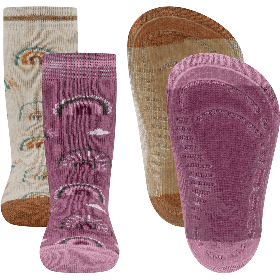 Ewers Stoppersocken SoftStep Regenbogen dusty rose/beige melange