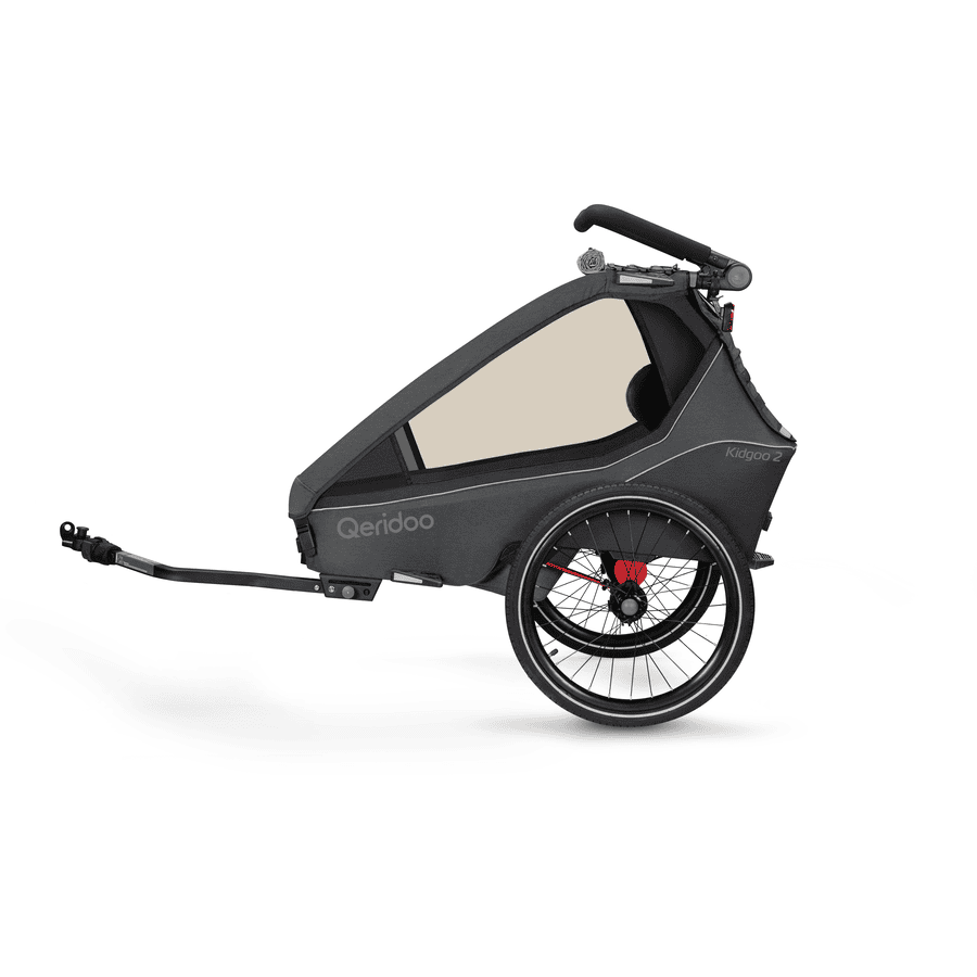 Qeridoo® Remorque de vélo enfant Kidgoo2 Steel Grey collection 2023