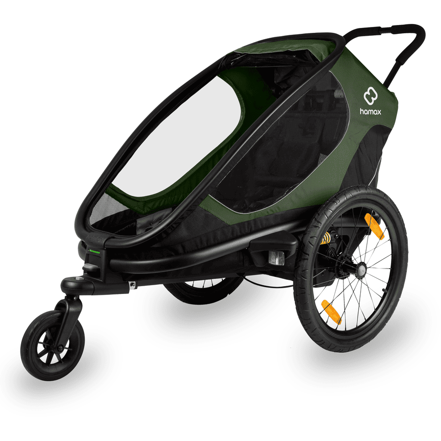 hamax Kinderfahrradanhänger Outback ONE mit Rückenlehnenverstellung Green/Black