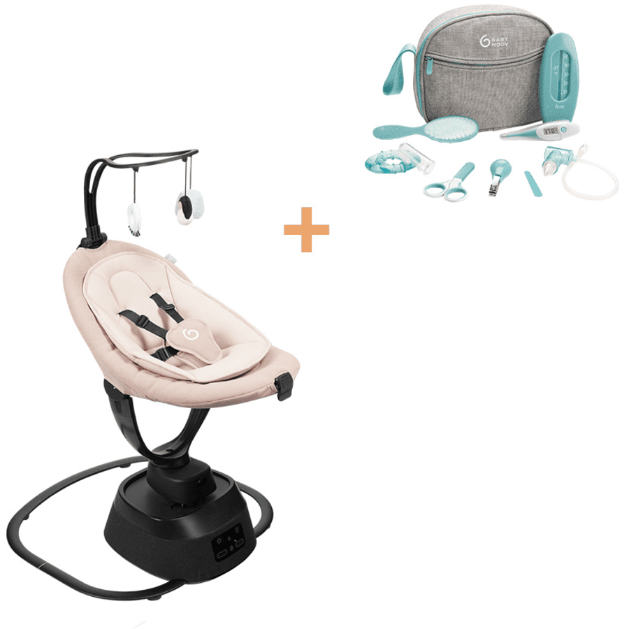 babymoov Evolution Altalena elettrica per bambini Swoon Connect con set di cura gratuito Smokey aqua