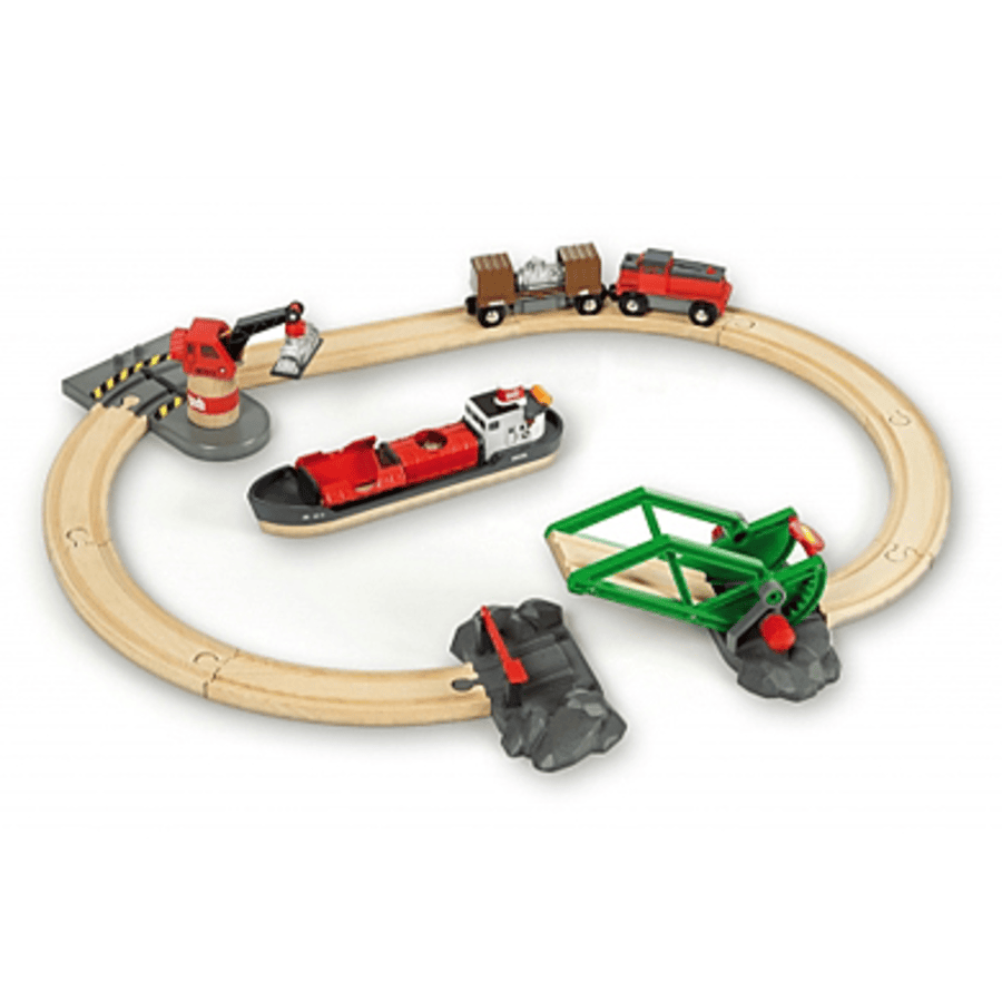 BRIO® WORLD Holzeisenbahn Anfangspackung Container Hafen Set 33061