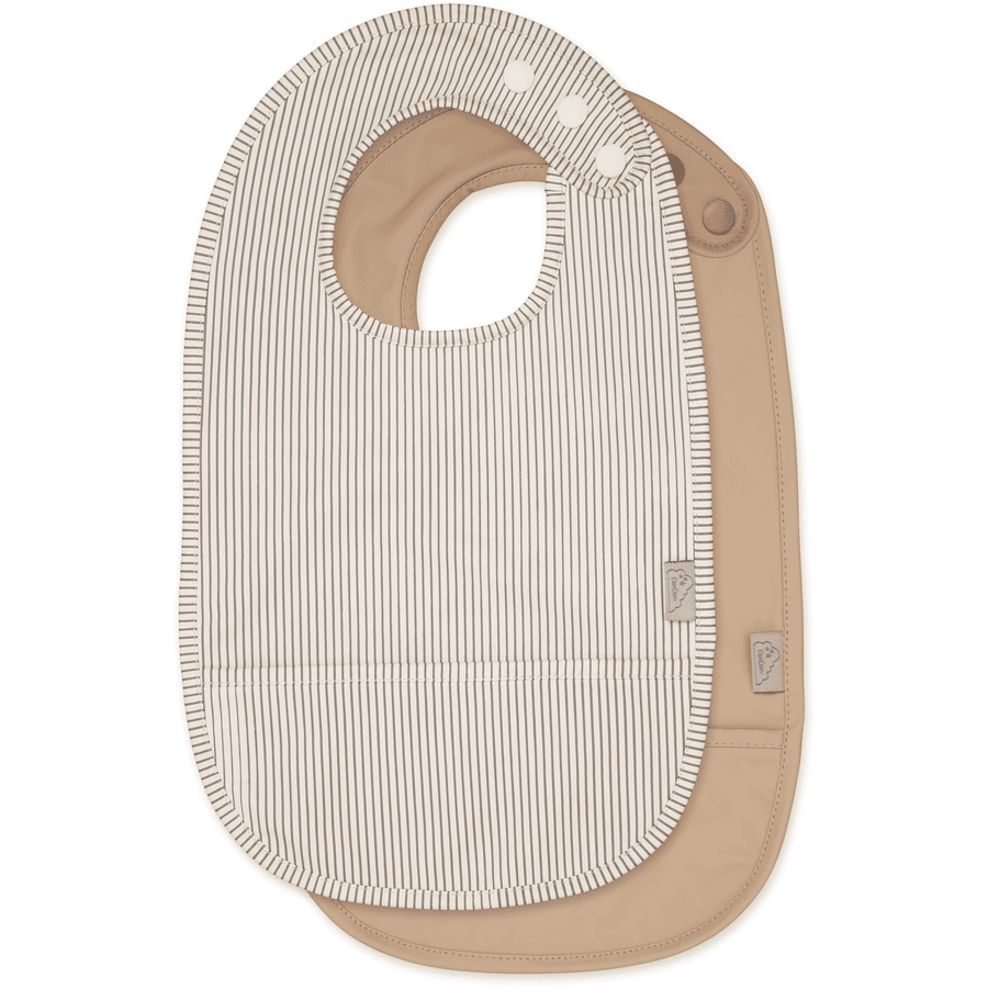 Cam Cam® COPENHAGEN Poly Bib with Pocket 2 Pack Class ic Stripes Camel