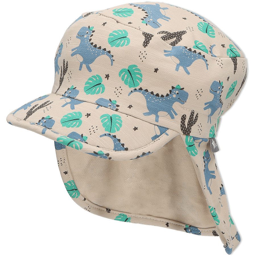 Sterntaler Peaked caps med nakkebeskyttelse dinos beige