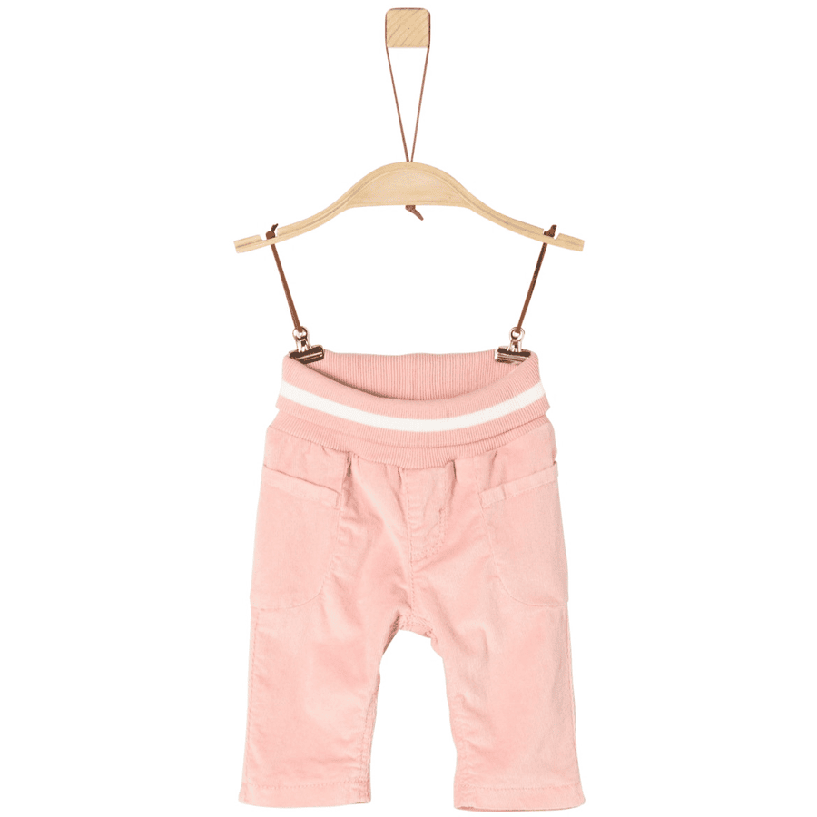 s.Oliver Girl s Pantalon en velours côtelé rose avec ceinture blanche