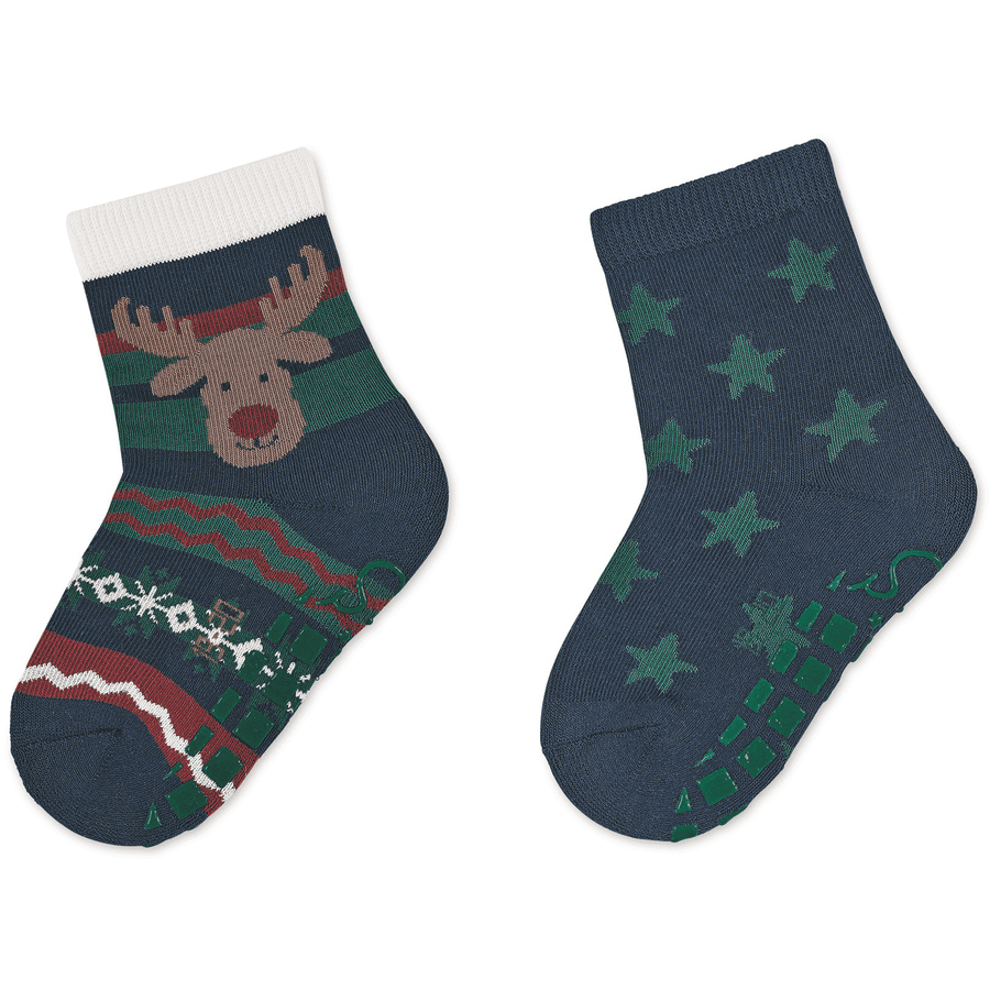 Sterntaler Chaussettes en ABS pour Noël, lot de deux marine 