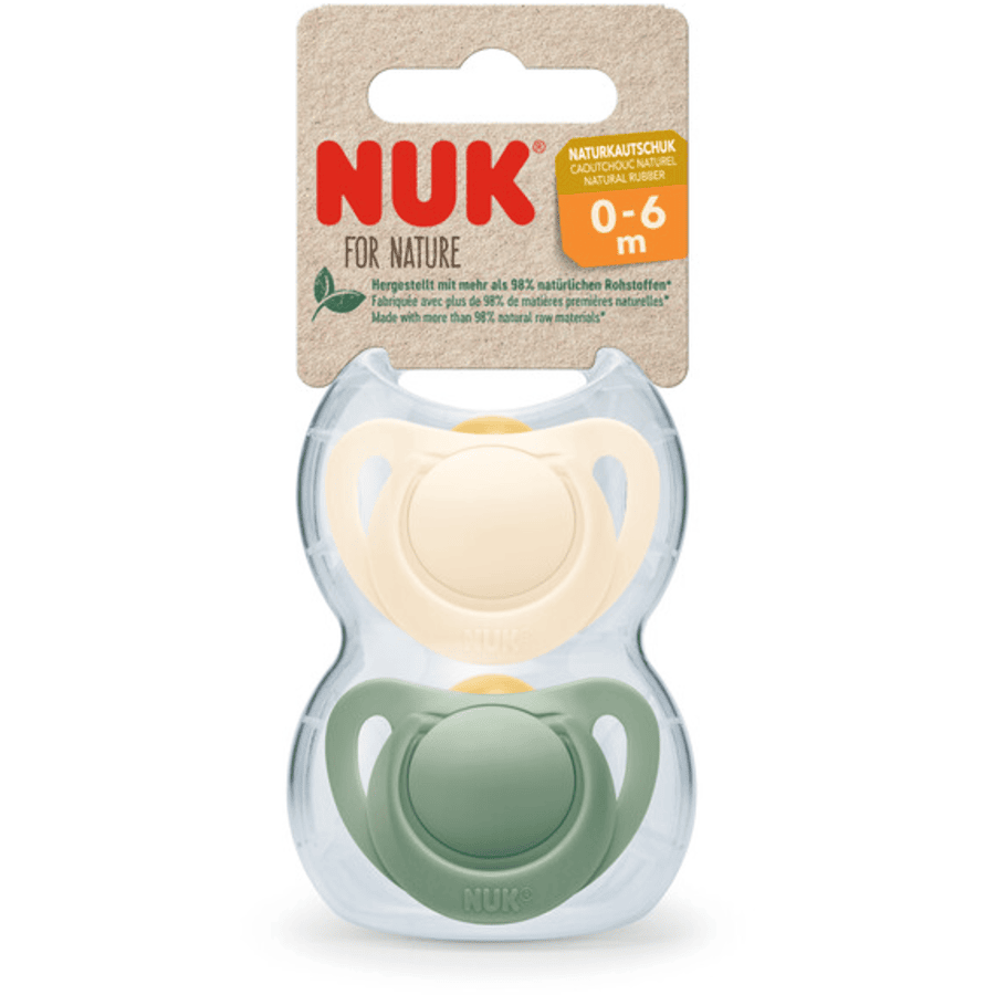 NUK Fopspeen Voor Nature Latex 0-6 maanden groen/crème 2-pack