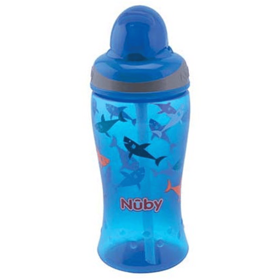 Nûby dricksflaska med sugrör Soft Flip-It 360ml från 12 månader, blå