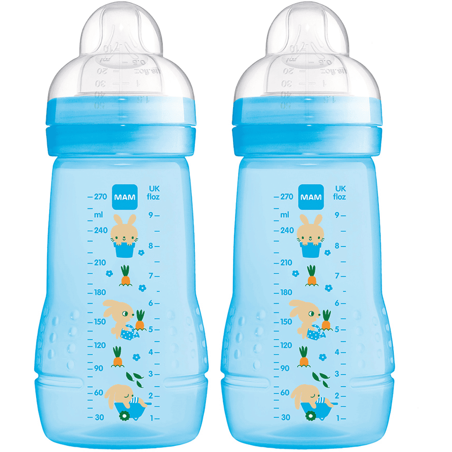 MAM Biberon Easy Active™ taille 1 0 mois+ 270 ml lapin/bleu lot de 2