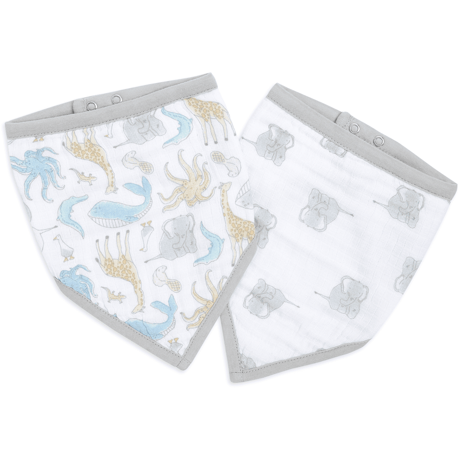 aden + anais™ essentials bomull-smuslin bandana smekke naturhistorie 2-pakning