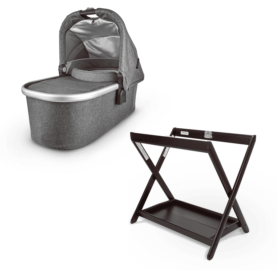 UPPAbaby Babywanne Greyson Charcoal Melange inklusive Babywannen Ständer Espresso