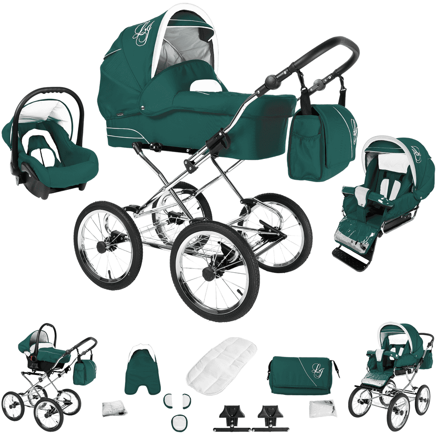 Bebebi Loving | 4 in 1 Kinderwagen Komplettset | ISOFIX Basis | Nostalgie Kinderwagen Grey Ardent