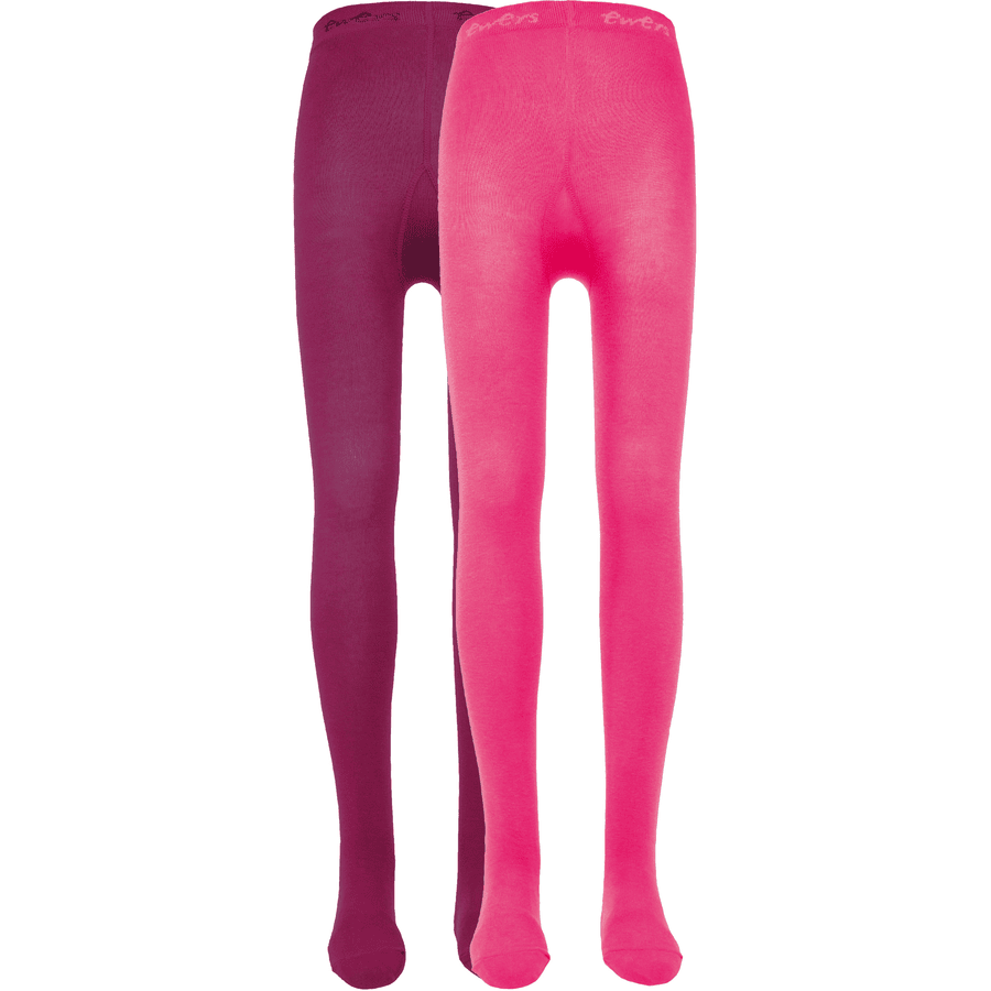 Ewers Strømpebukser til børn 2-pack Uni pink