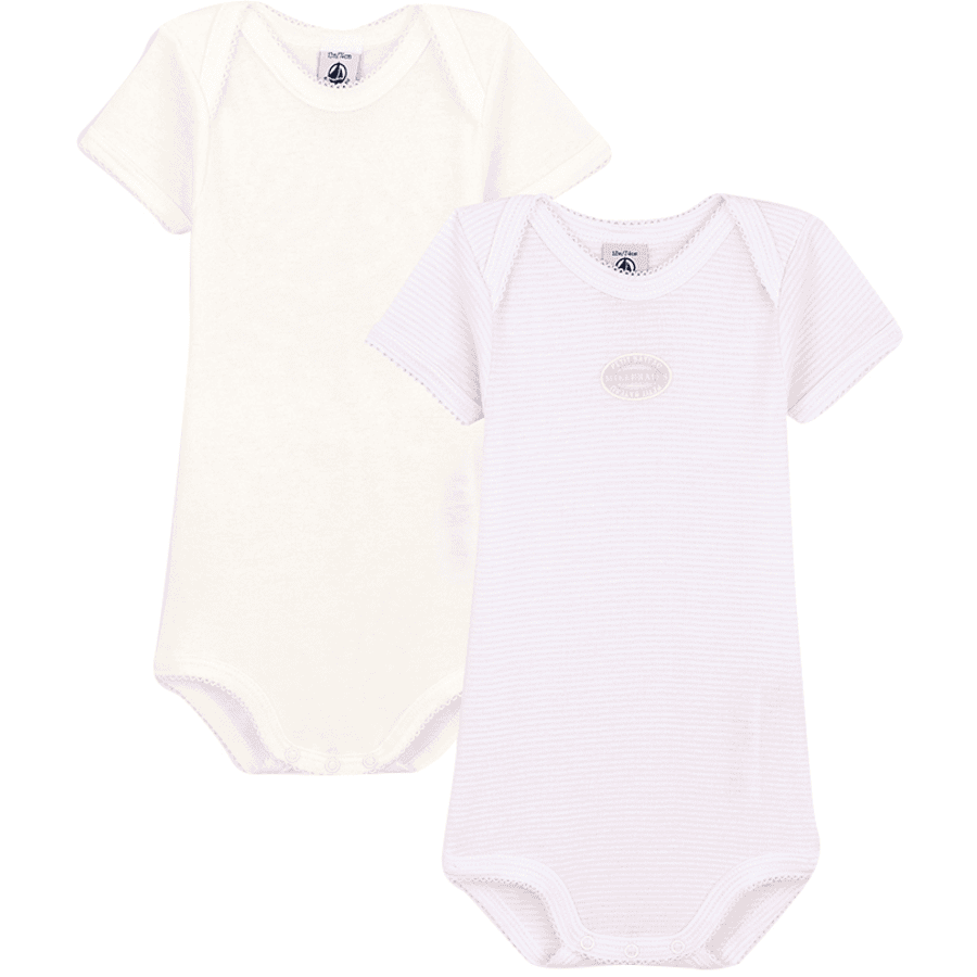 Petit Bateau Body 2-pack bianco e rosa a manica lunga  