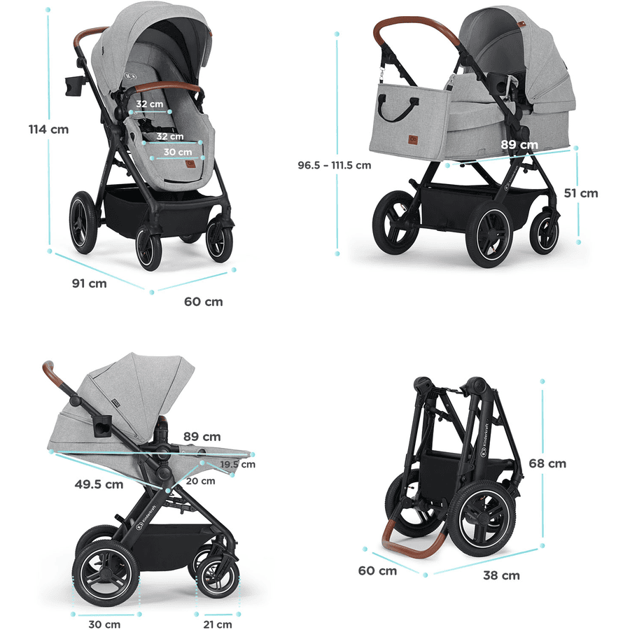 Kinderkraft Passeggino B Tour 3 in 1 Mink Pro Light Grigio