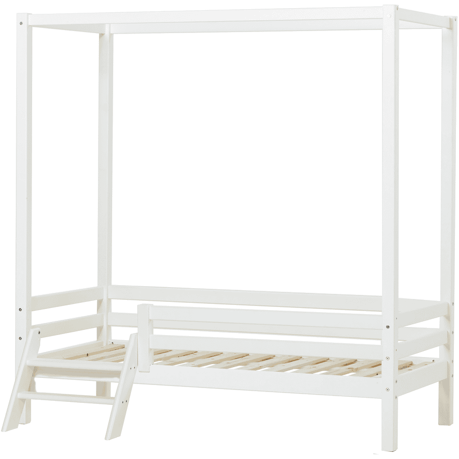 Hoppekids Postel s baldachýnem Basic bílá 70 x 160 cm s žebříkem