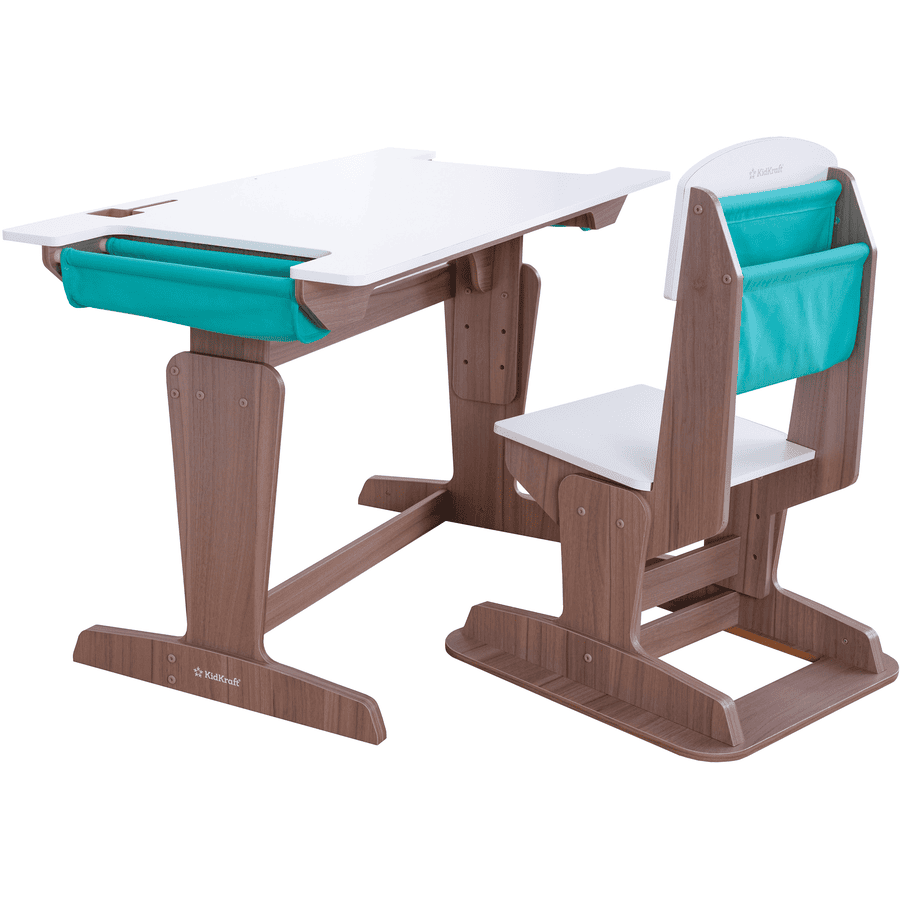 KidKraft ® Nastavitelný psací stůl s židlí "Grow Together ™", popelavě šedý