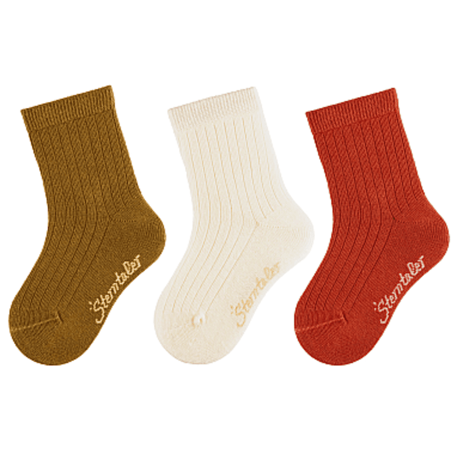 Sterntaler Lot de 3 chaussettes côtelées écrues 