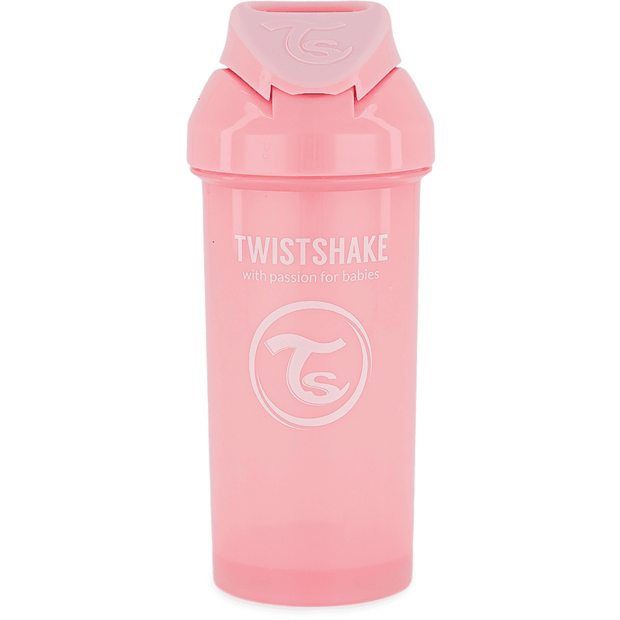 TWIST SHAKE  Butelka ze słomką 360 ml 12+ miesięcy, pastelowy różowy