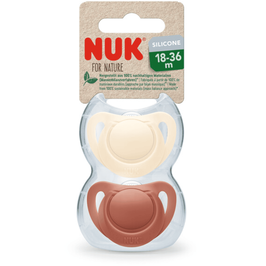 NUK Schnuller For Nature Silikon18-36 Monate rot / creme 2er-Pack