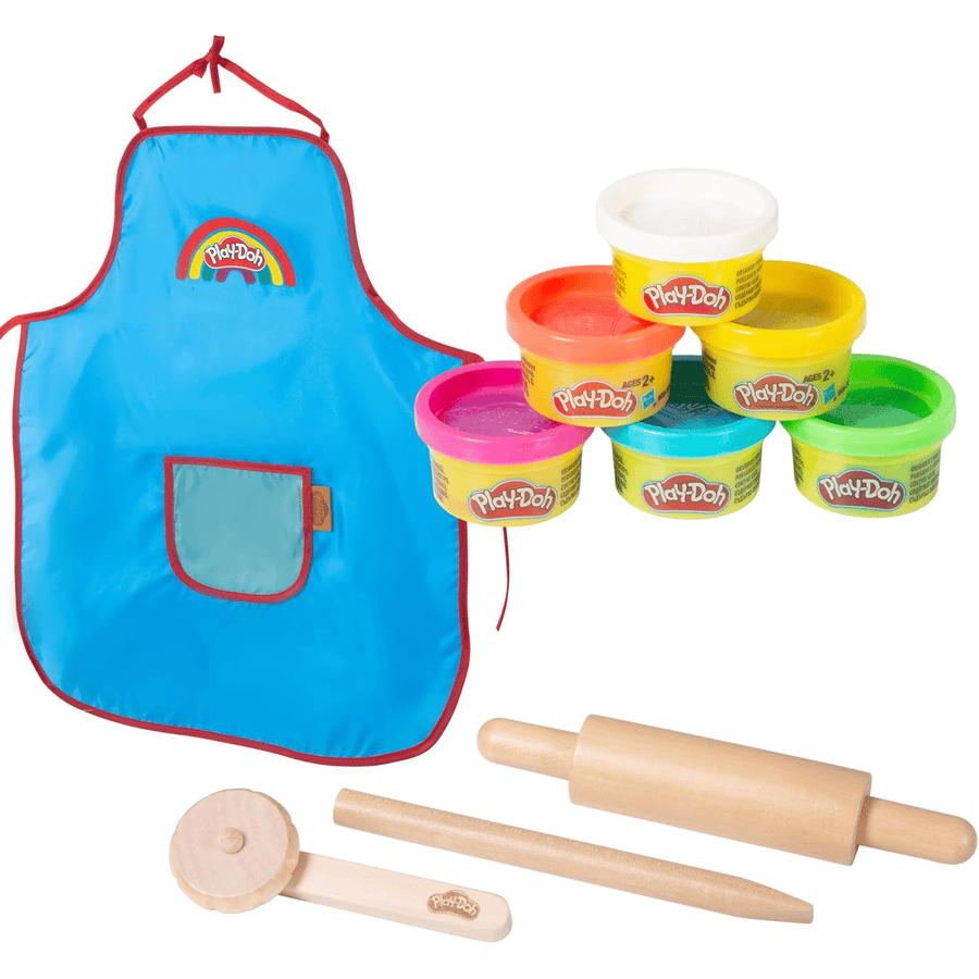 roba x Play-Doh compacte speelset - houten gereedschap, boetseerblikjes & schort