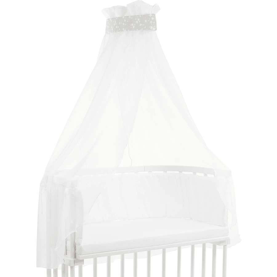 babybay® Ciel pour lit cododo piqué bande tous modèles gris nacré étoiles blanches