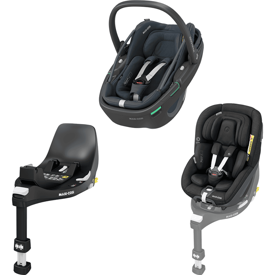 MAXI COSI Set autostoel Coral 360 Essential Graphite plus autostoel Pearl 360 Authentic Black plus base FamilyFix 360