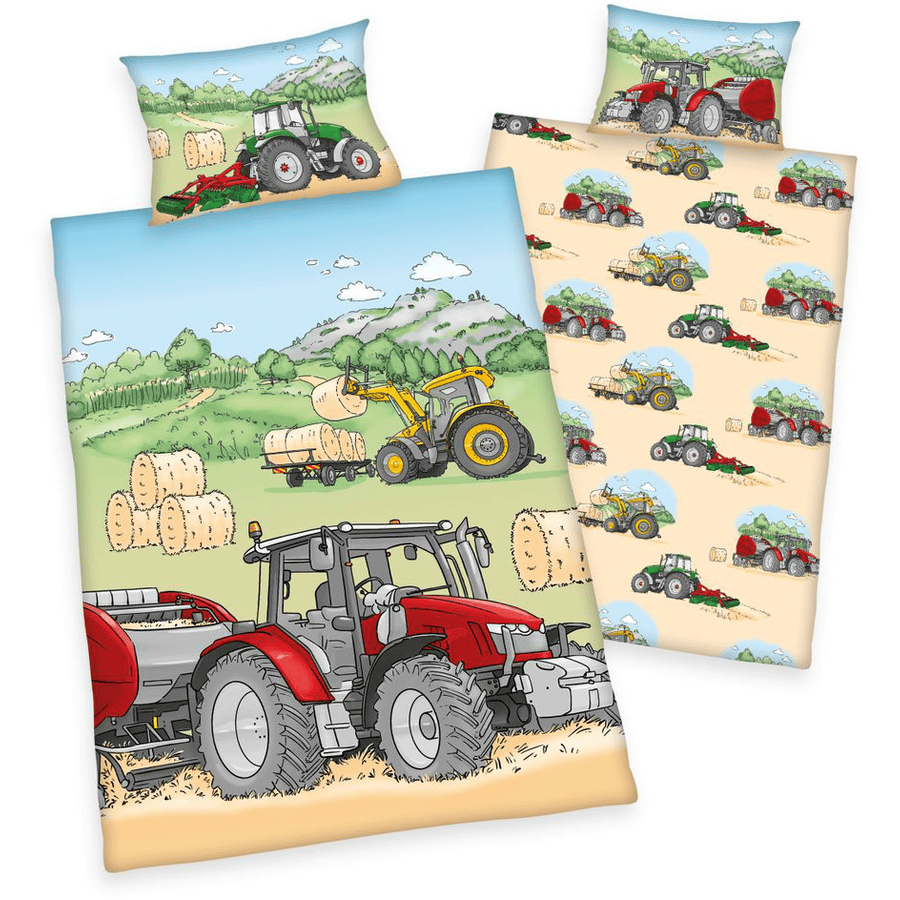 babybest® Flanellen beddengoed Tractor 100 x 135 cm