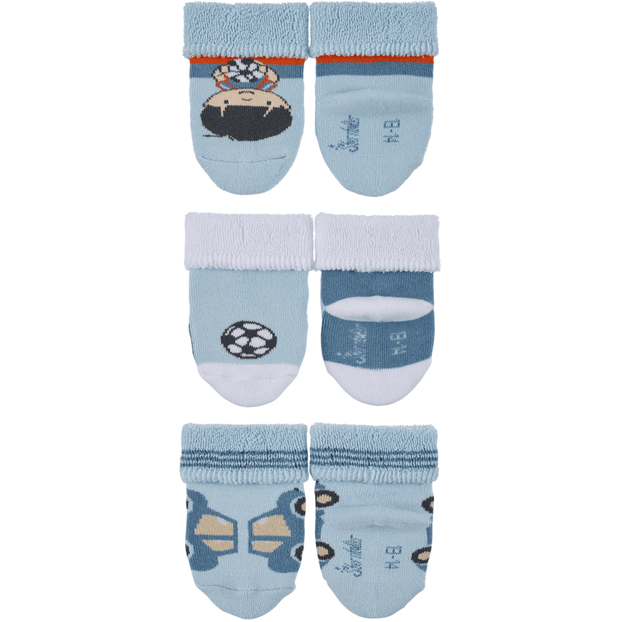 Sterntaler Babysokken 3-pack voetbal blauw