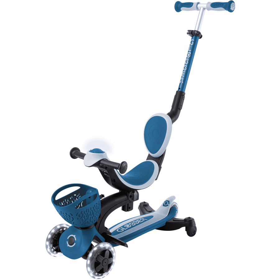 GLOBBER GO-UP BABY 360 LIGHTS petrol-hellblau, mit Leuchtrollen und Leuchtmodul