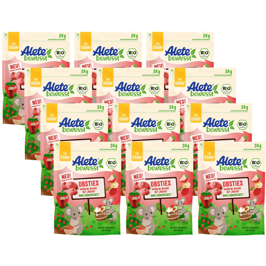 Alete Bio Obsties Erdbeere Banane mit Joghurt 12x 24 g ab 3 Jahren
