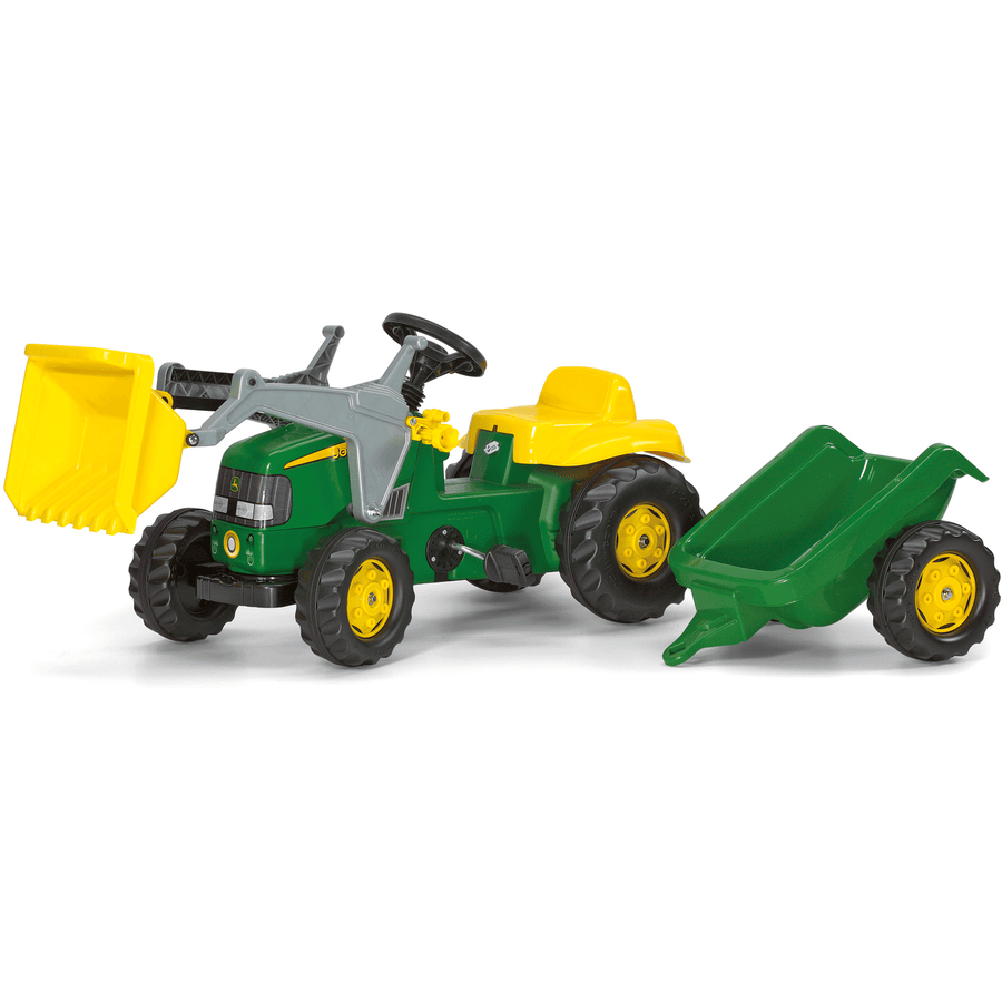 rolly®toys Tractor a pedales rollykid John Deere  con pala y remolque