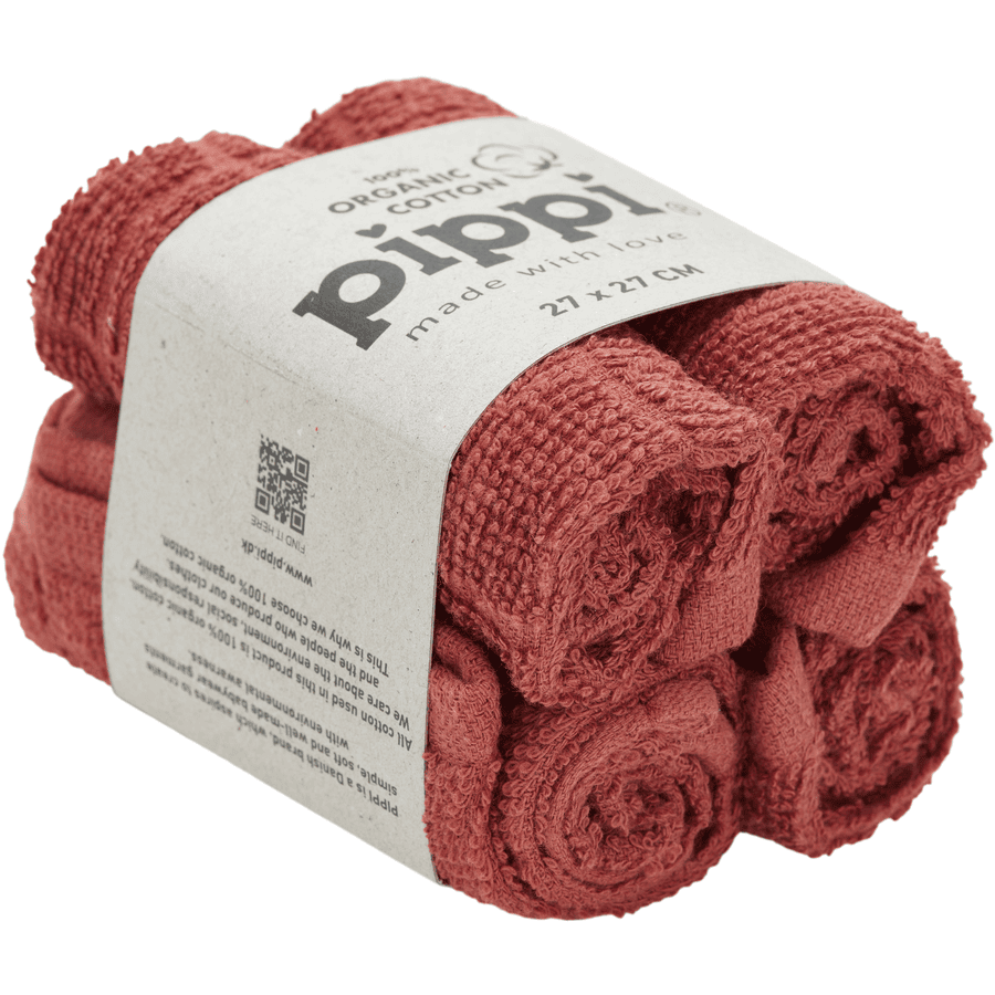 Pippi Paquete de 4 toallitas de madera roja