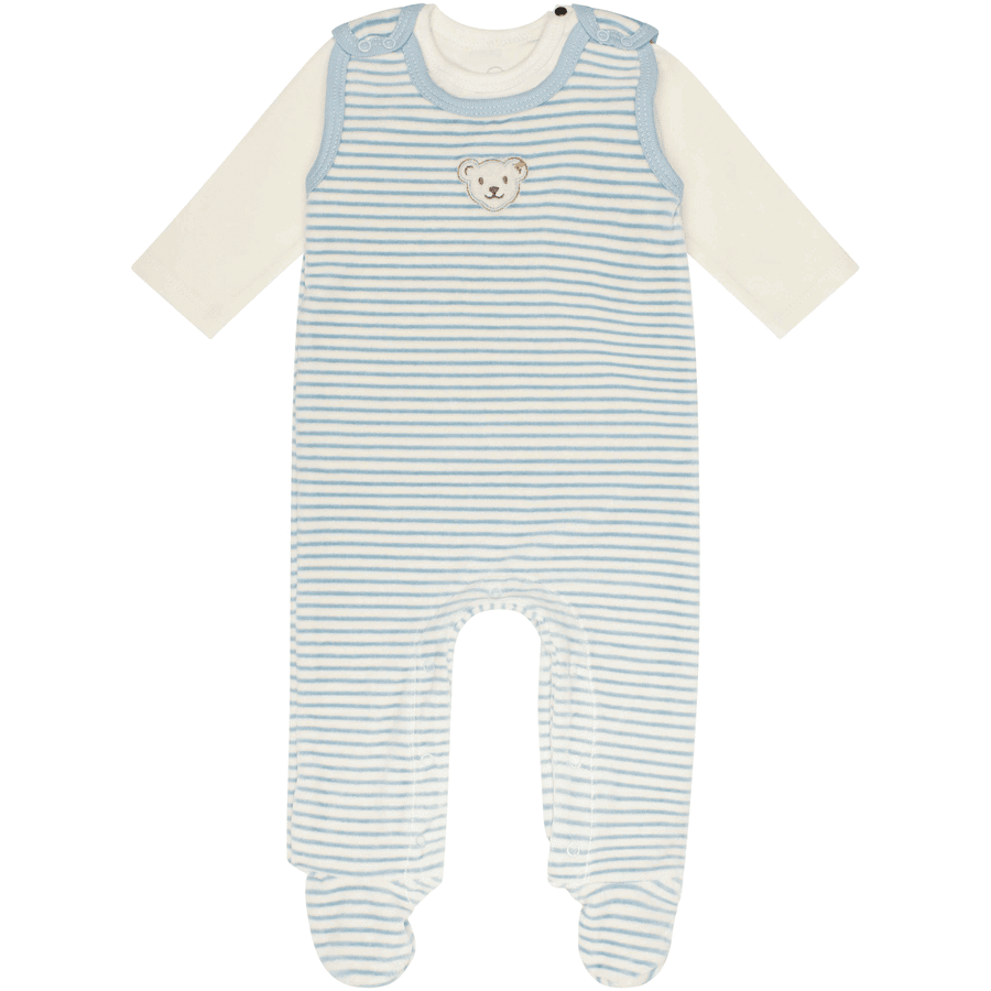 Steiff Ensemble grenouillère stripes celestail blue