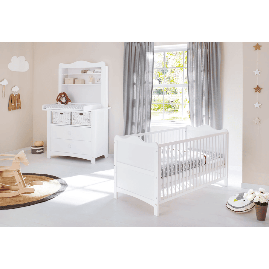 Pinolino Habitación infantil Florentina,cómoda amplia, estantería y cama 60 x 120 cm