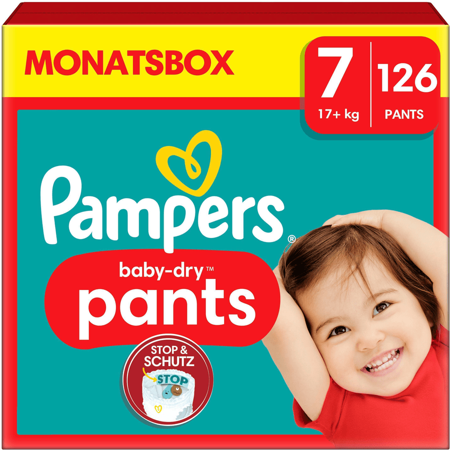 Pampers Couches culottes Baby-Dry Pants taille 7 extra large 17 kg+ pack mensuel 1x126 pièces