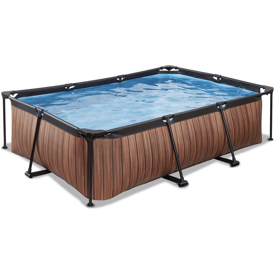 EXIT Rámový bazén 220x150x60cm (12V kartušové filtrační čerpadlo) - vzhled dřeva