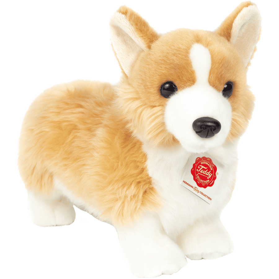 Teddy HERMANN® Peluche corgi debout brun clair/blanc, 30 cm