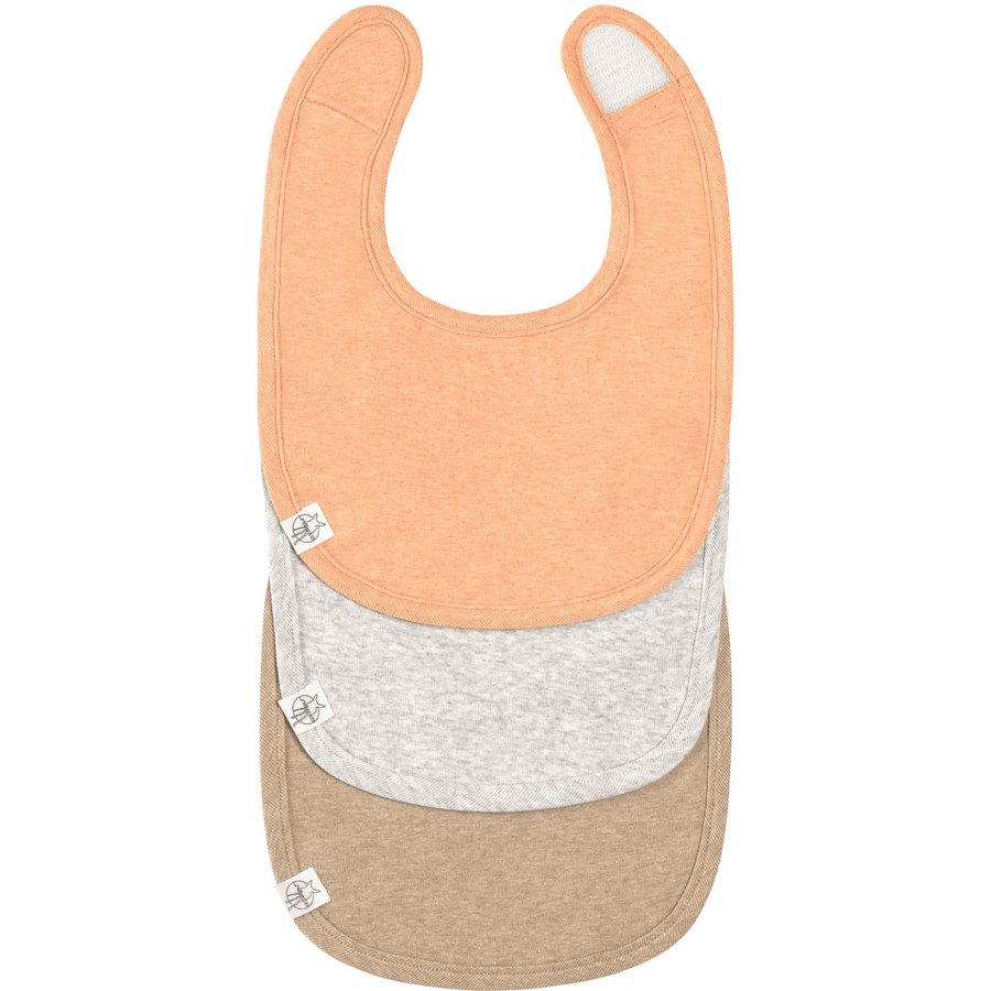 Lässig Bavaglino neonato, 3 pz, albicocca/grigio chiaro/beige