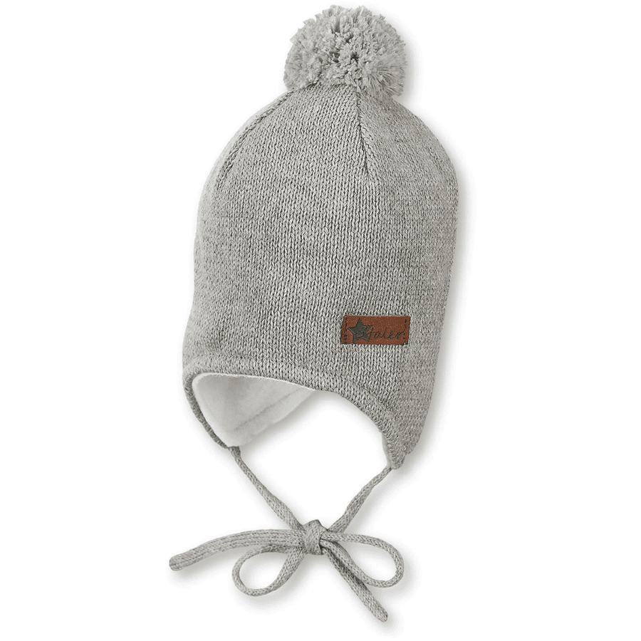 Sterntaler czapka z dzianiny melanż srebrny