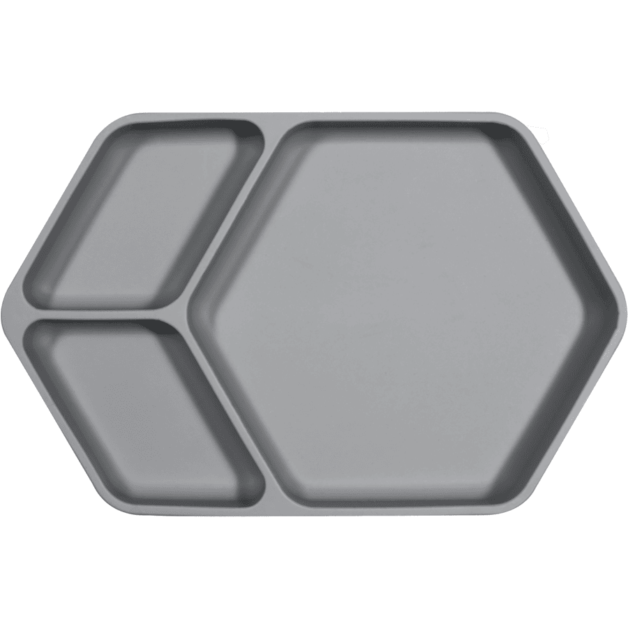 KINDSGUT Assiette enfant silicone, hexagonale gris foncé