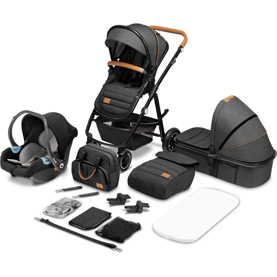 lionelo Amber 3 in 1 Grey Graphite Combi Barnevogn 