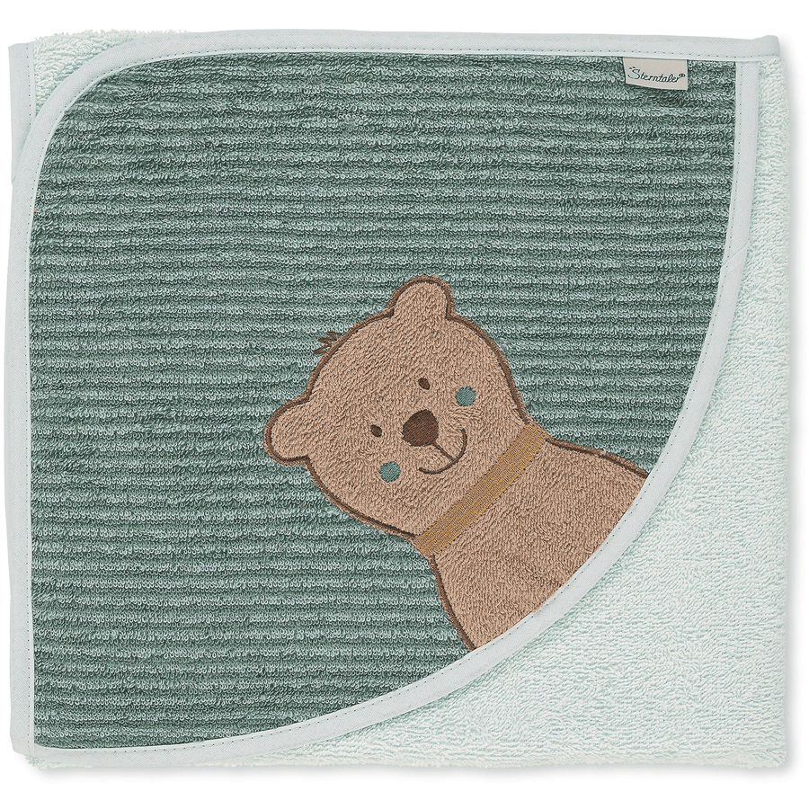 Sterntaler Cape de bain enfant Ben ours vert clair 80x80 cm