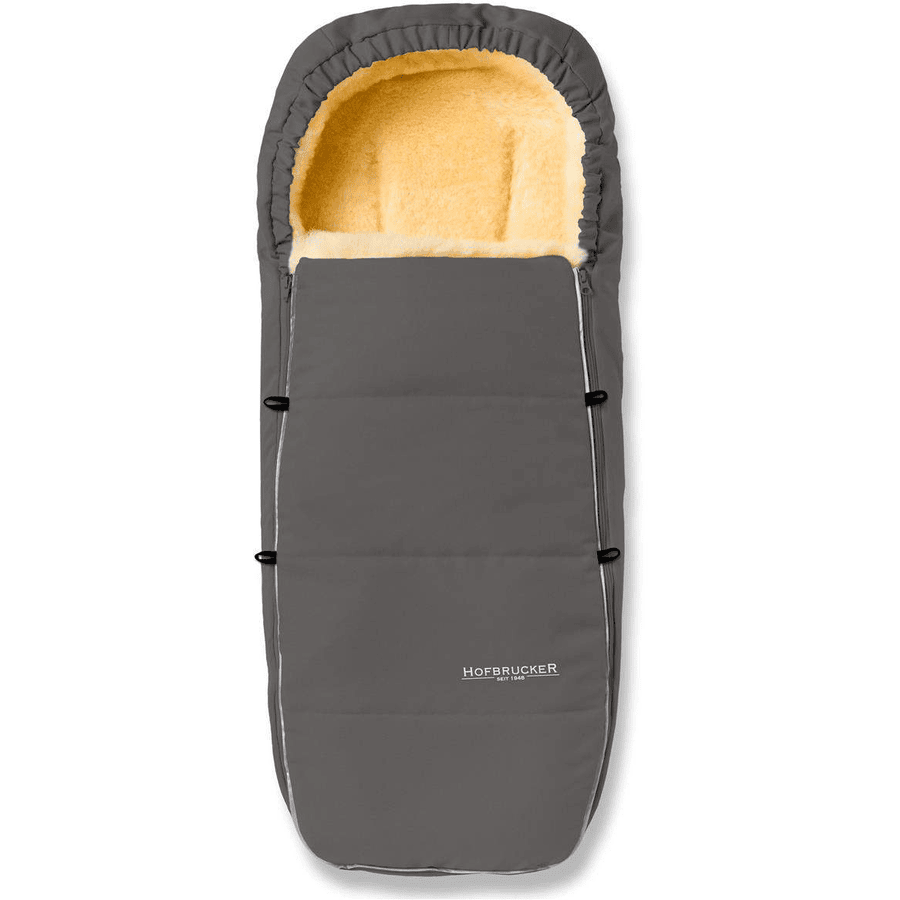 Hofbrucker Kinderwagen voetenzak lamsvel Alaska Made in Germany Grijs